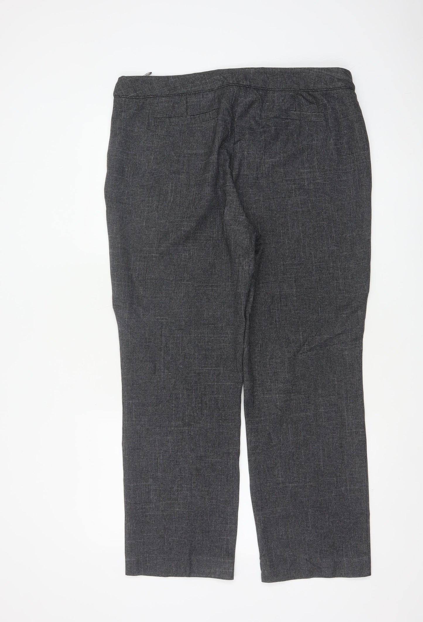 M&Co Women’s Grey Size 16 Herringbone Tailored Straight Trousers