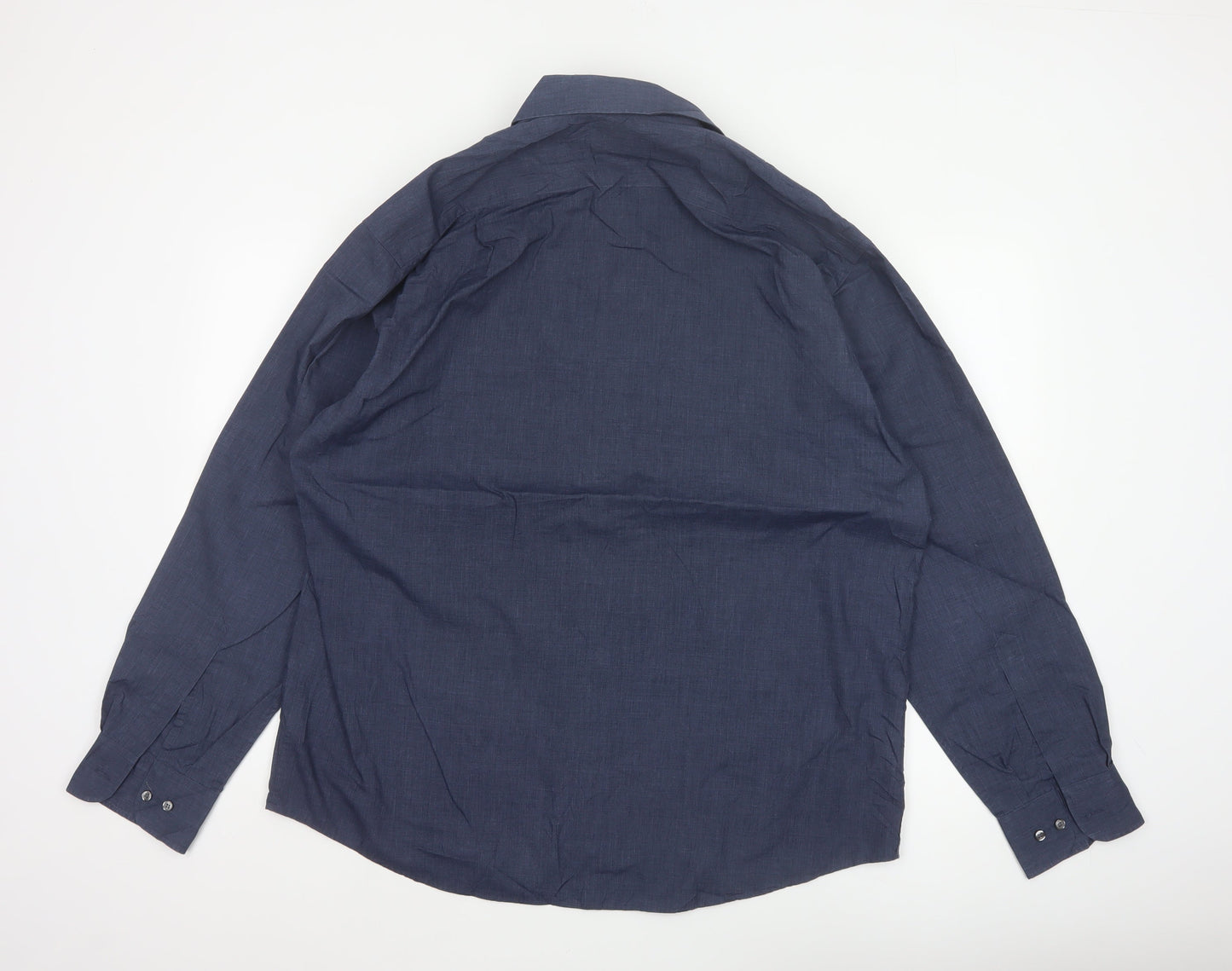 Marks & Spencer Men Blue 17in Easy Care Long Sleeve Button-Up Shirt