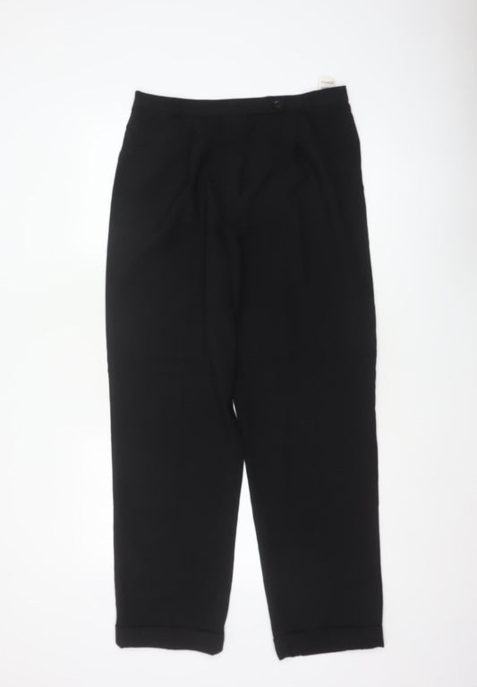 Marks & Spencer Women Black UK 14 Wool Blend Tapered Dress Trousers