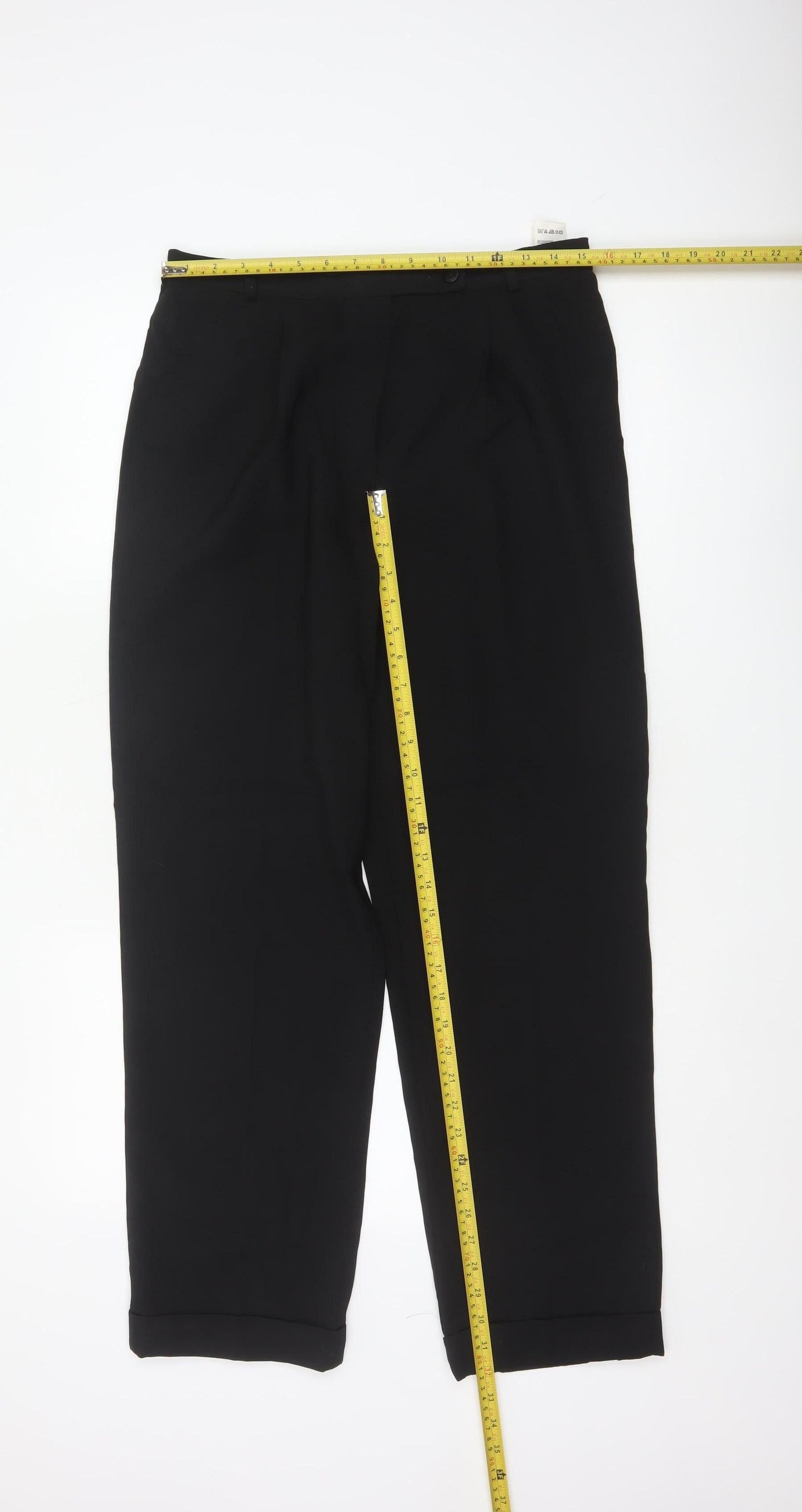 Marks & Spencer Women Black UK 14 Wool Blend Tapered Dress Trousers