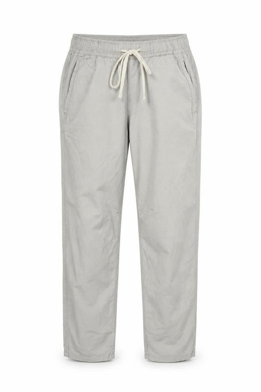 Zara Women Grey L Linen Blend Drawstring Tapered Trousers