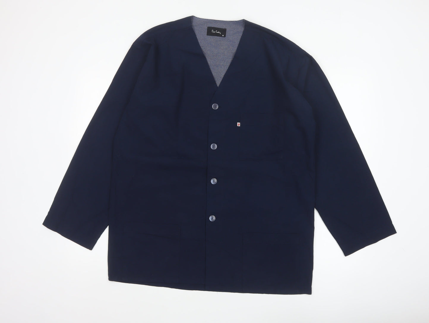 Pierre Cardin Men’s Blue M V-Neck Button-Up Casual Shirt Jacket