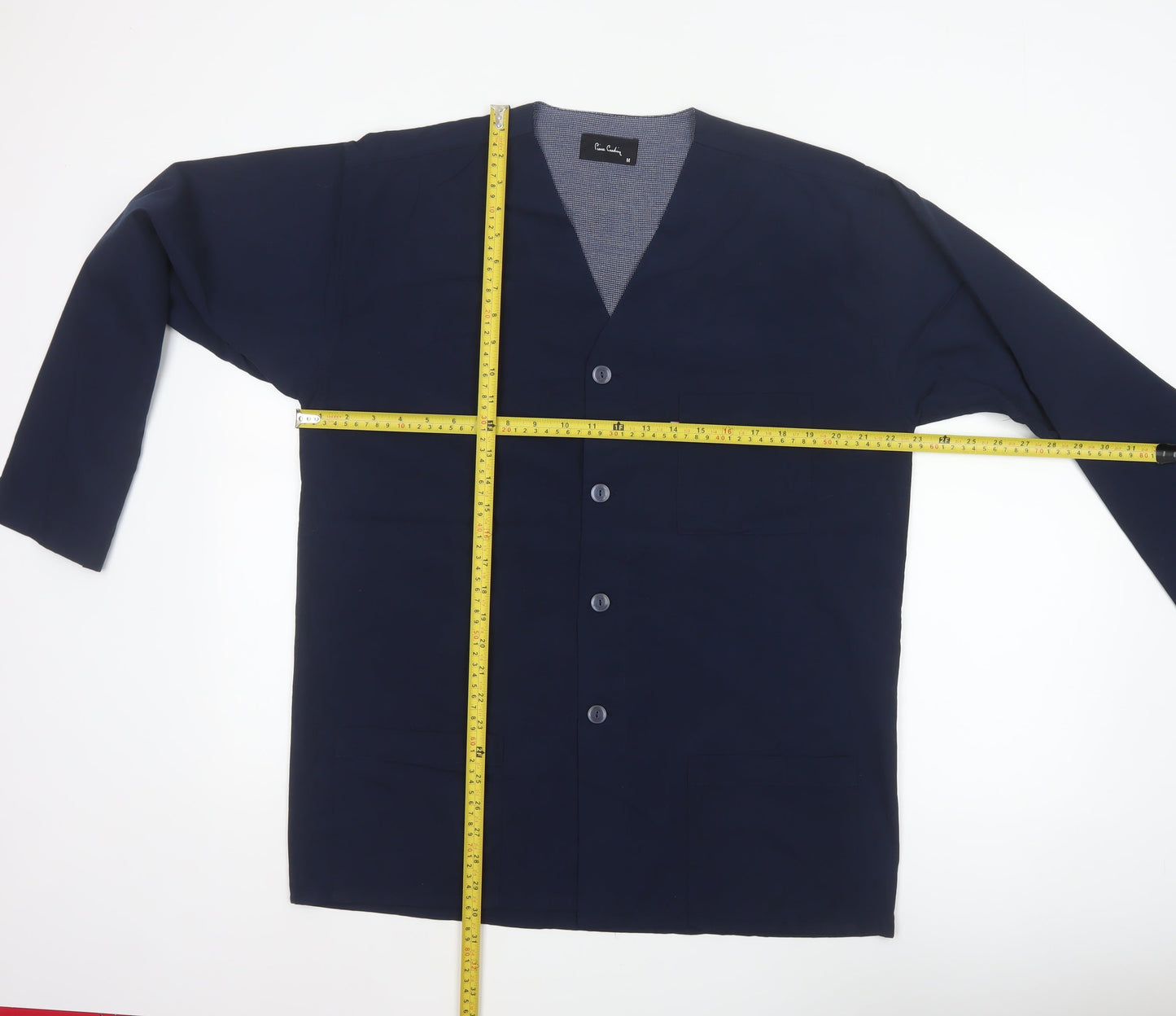 Pierre Cardin Men’s Blue M V-Neck Button-Up Casual Shirt Jacket