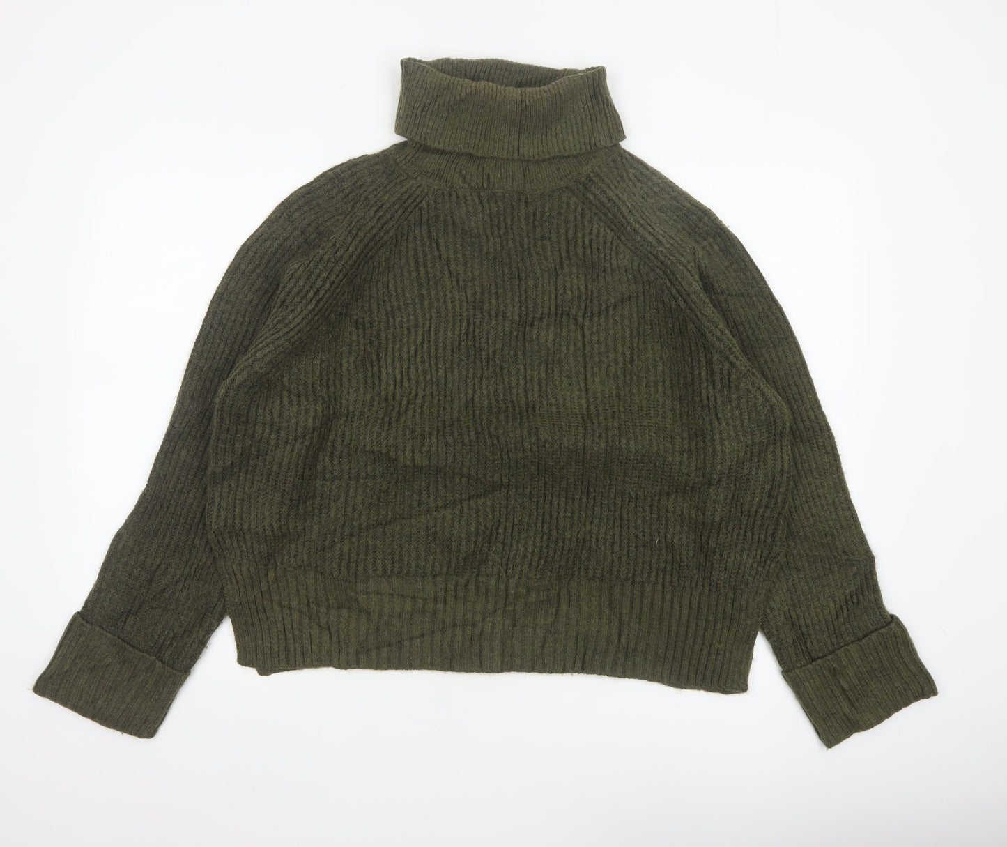 Nobody's Child Women Green M Chunky Knit Roll Neck Pullover Jumper