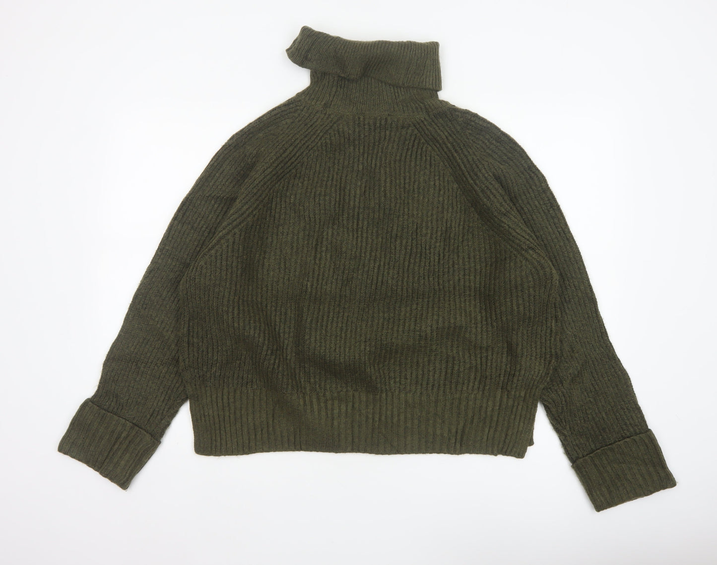 Nobody's Child Women Green M Chunky Knit Roll Neck Pullover Jumper