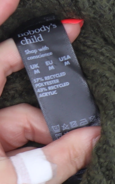 Nobody's Child Women Green M Chunky Knit Roll Neck Pullover Jumper
