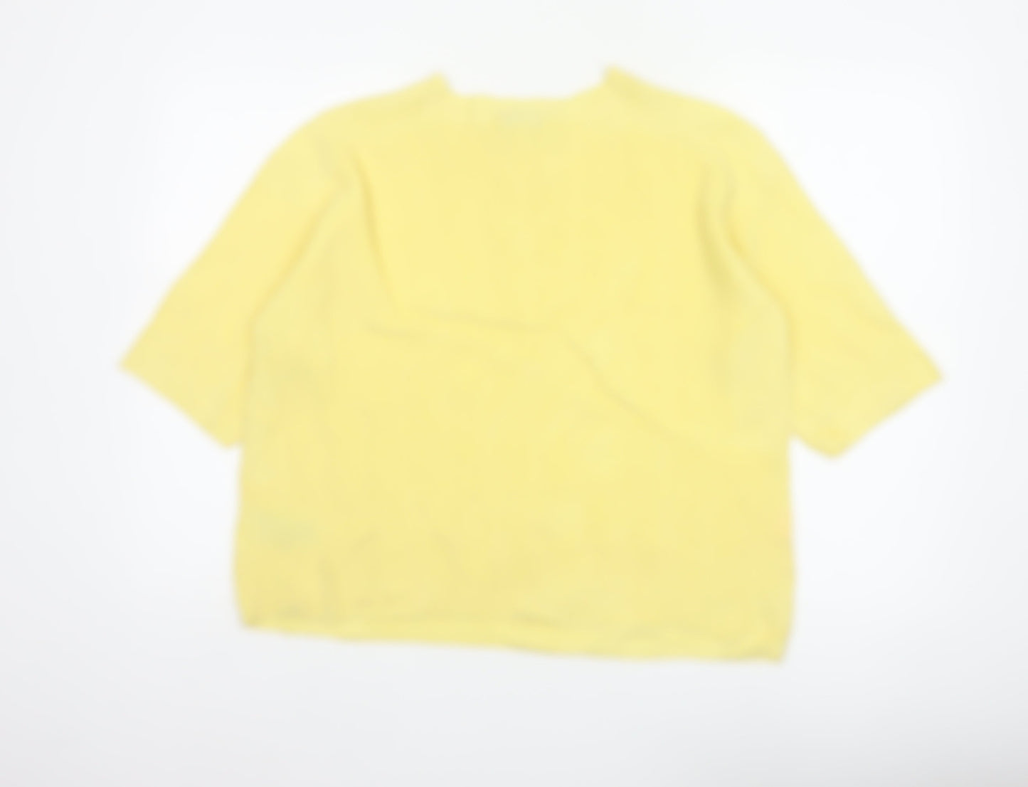 Autograph Women's Yellow M Merino Cashmere Rib Knit Short Sleeve Jumper
