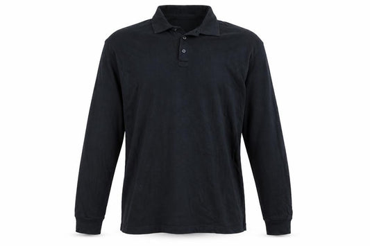 Zara Men’s Black L Long Sleeve Cotton Polo Shirt Collared Button Casual