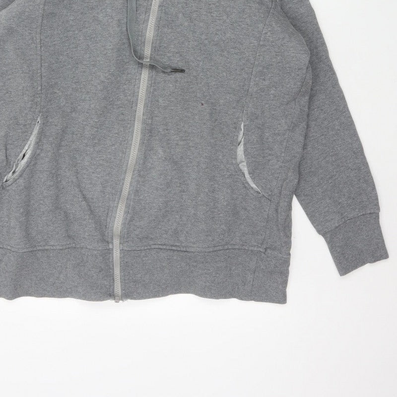 Seraphine Women Grey Medium Full Zip Hooded Maternity Fleece Hoodie