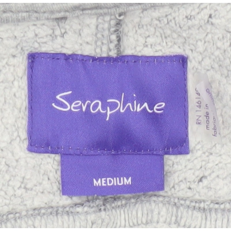 Seraphine Women Grey Medium Full Zip Hooded Maternity Fleece Hoodie