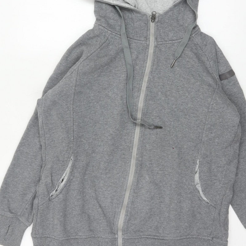 Seraphine Women Grey Medium Full Zip Hooded Maternity Fleece Hoodie