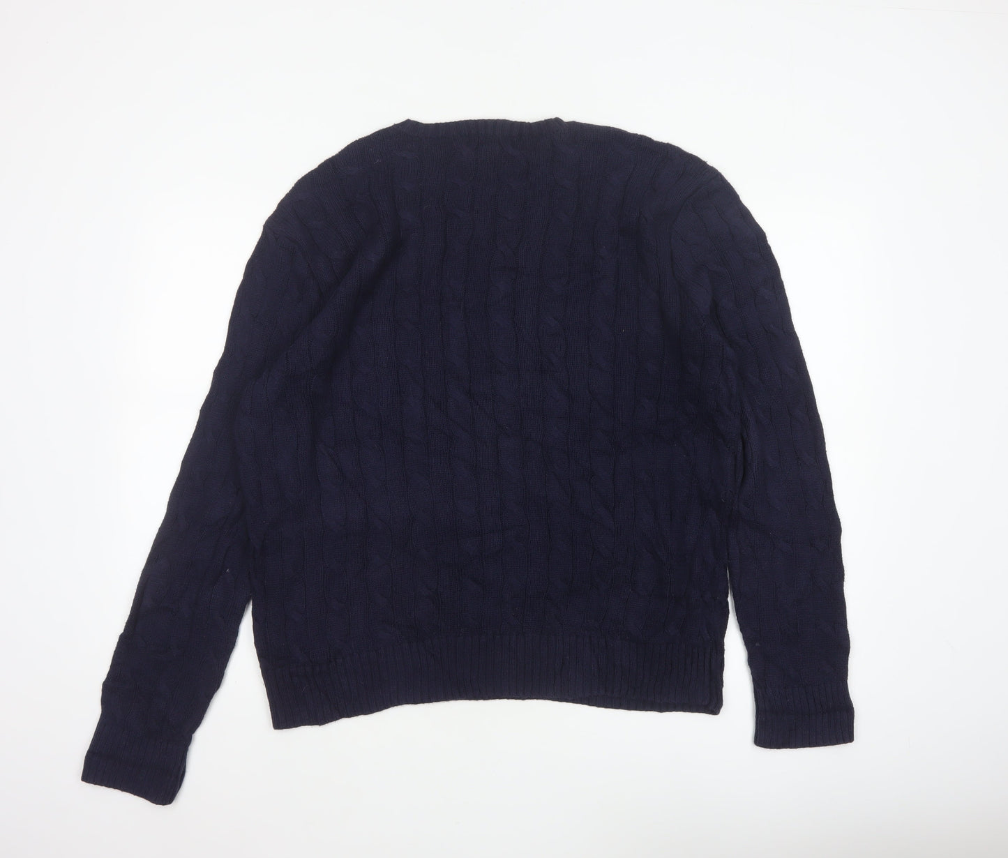 Polo Ralph Lauren Men’s Blue L Cable Knit Cotton Crew Neck Jumper