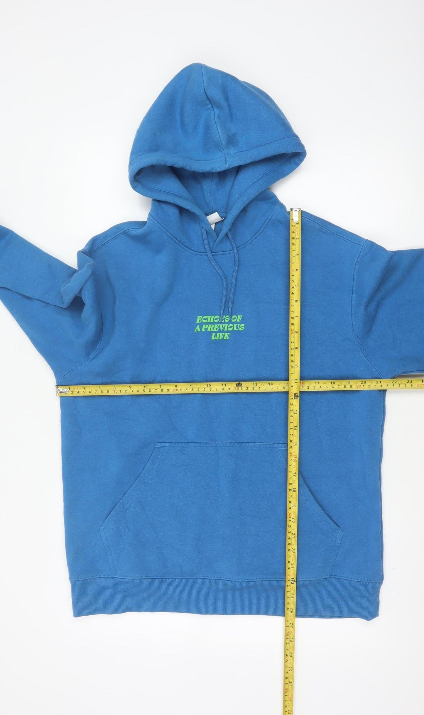 H&M Men's Blue M Relaxed Fit Pullover Hoodie Graphic Print