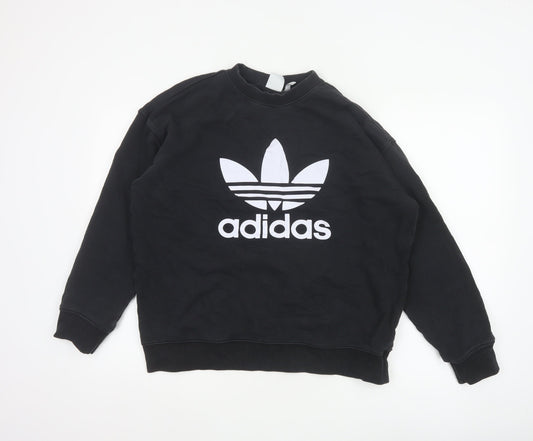 Adidas Women’s Black UK 14 Trefoil Logo Crew Neck Pullover Sweatshirt