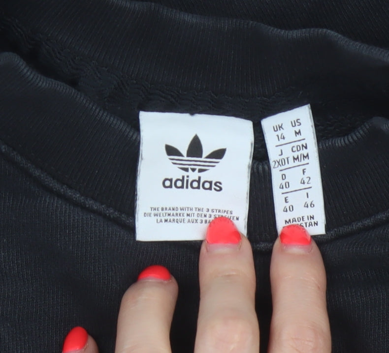Adidas Women’s Black UK 14 Trefoil Logo Crew Neck Pullover Sweatshirt
