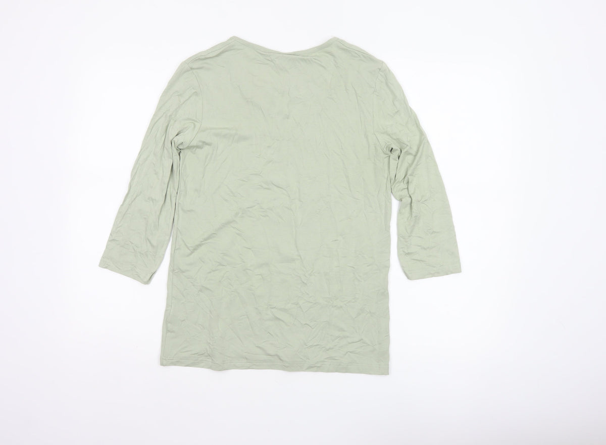 Damart Women’s Green UK 10 Basic 3/4 Sleeve Keyhole Jersey Top
