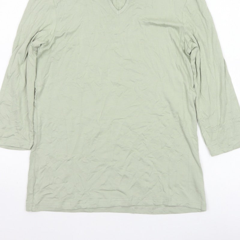 Damart Women’s Green UK 10 Basic 3/4 Sleeve Keyhole Jersey Top