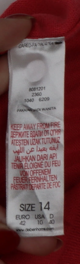 Red Herring Women’s Pink Size 14 Button Knit Cardigan Raglan Long Sleeve