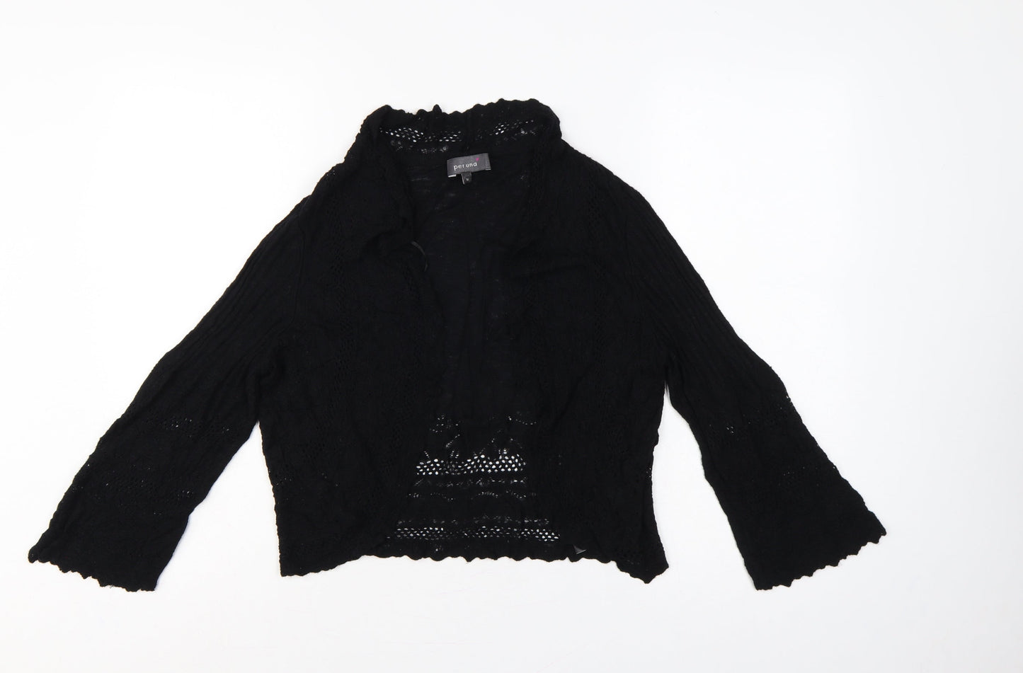 Per Una Women’s Black UK 16 Open-Knit Cardigan Long Sleeve