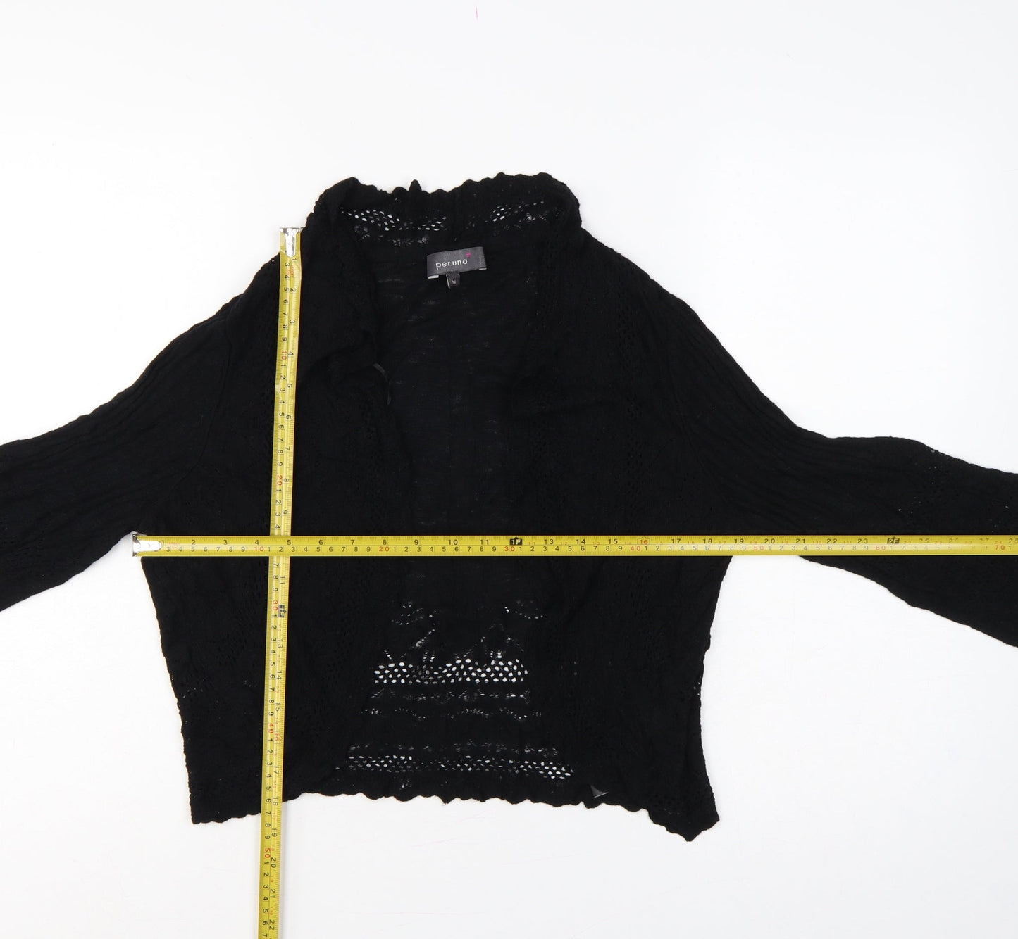 Per Una Women’s Black UK 16 Open-Knit Cardigan Long Sleeve