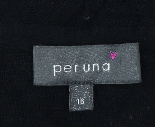 Per Una Women’s Black UK 16 Open-Knit Cardigan Long Sleeve