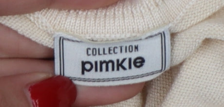 Pimkie Women Beige S Roll Neck Knit Pullover Jumper Button Cuffs
