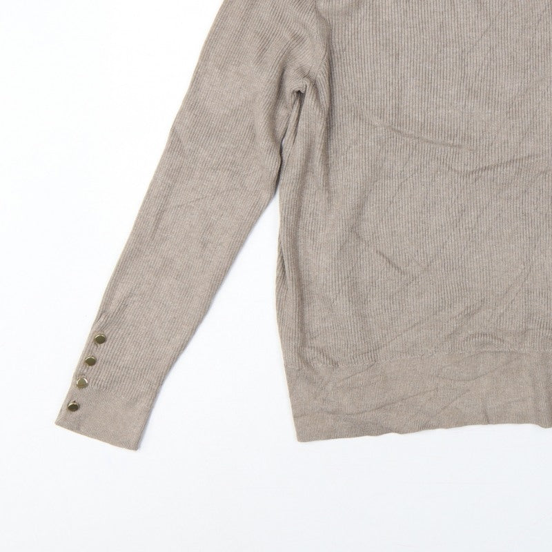 Marks and Spencer Women’s Beige Rib Knit Crew Neck Jumper Size 18