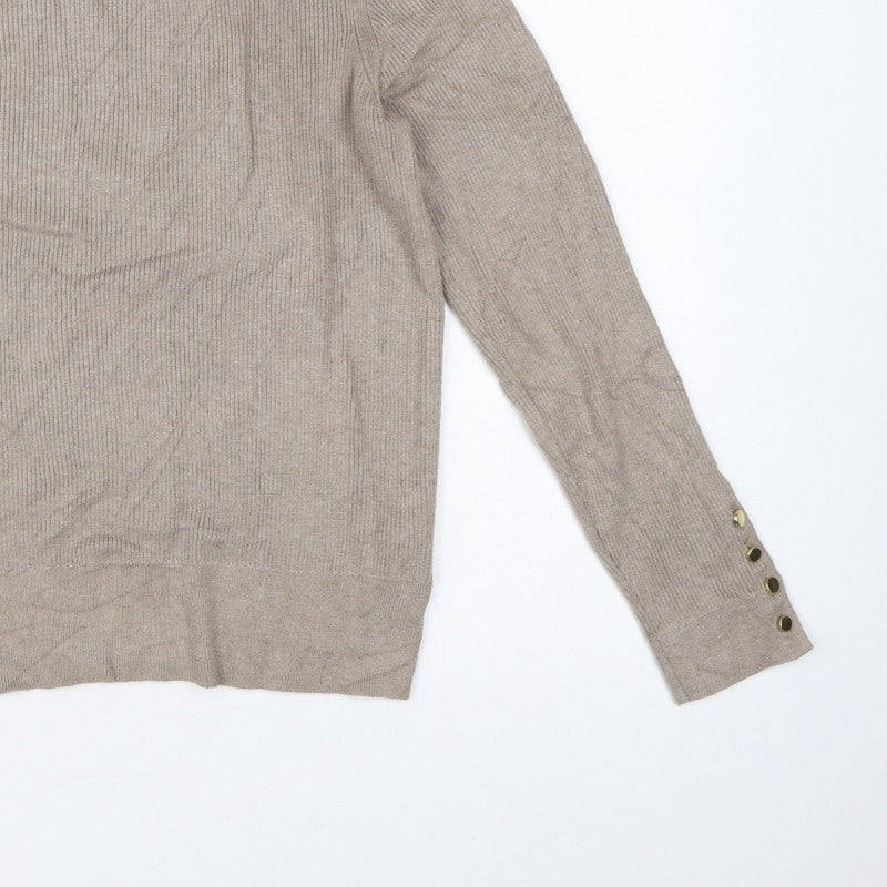 Marks and Spencer Women’s Beige Rib Knit Crew Neck Jumper Size 18