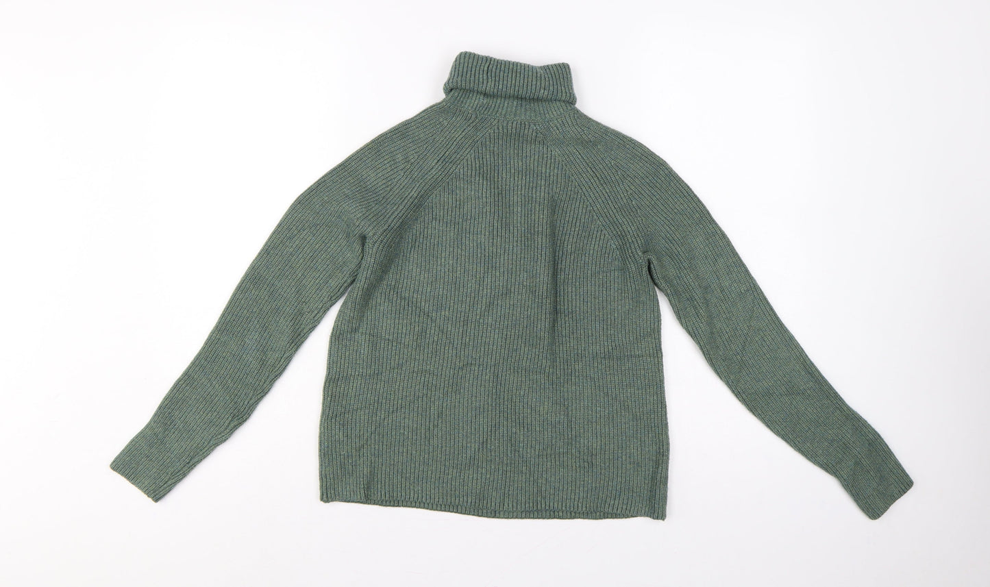 Marks and Spencer Women’s Green Roll Neck Rib Knit Jumper UK 4