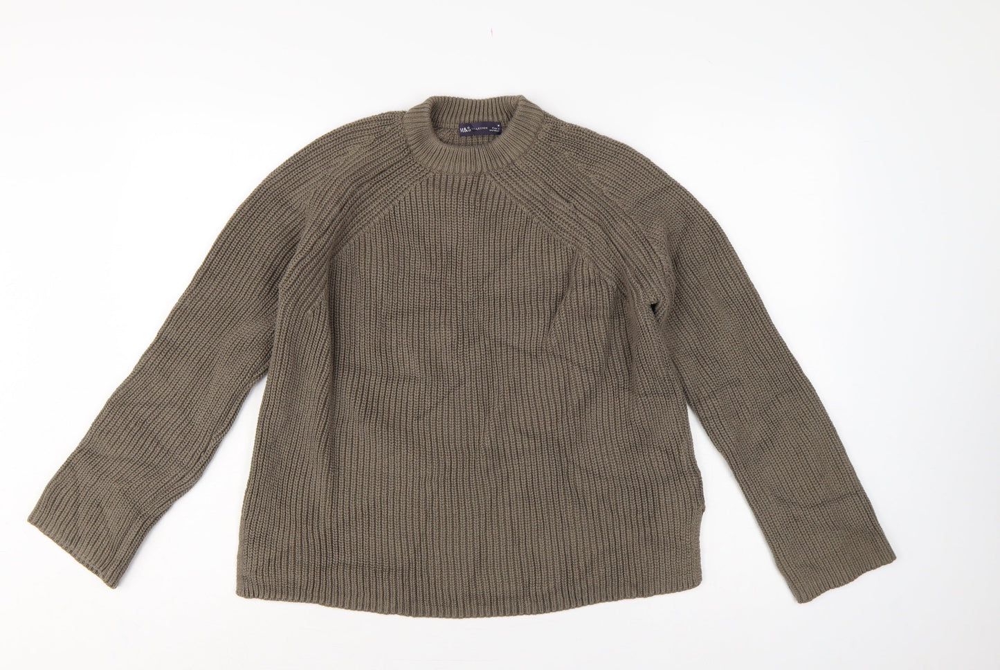 Marks and Spencer Women Grey M Chunky Knit High Neck Jumper