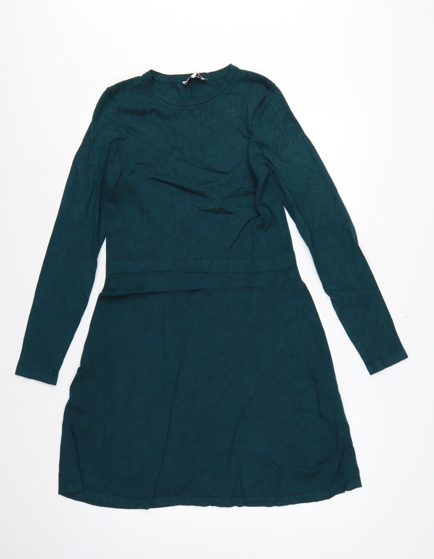 Warehouse Women Green UK 12 Fit & Flare Knit Knee Dress