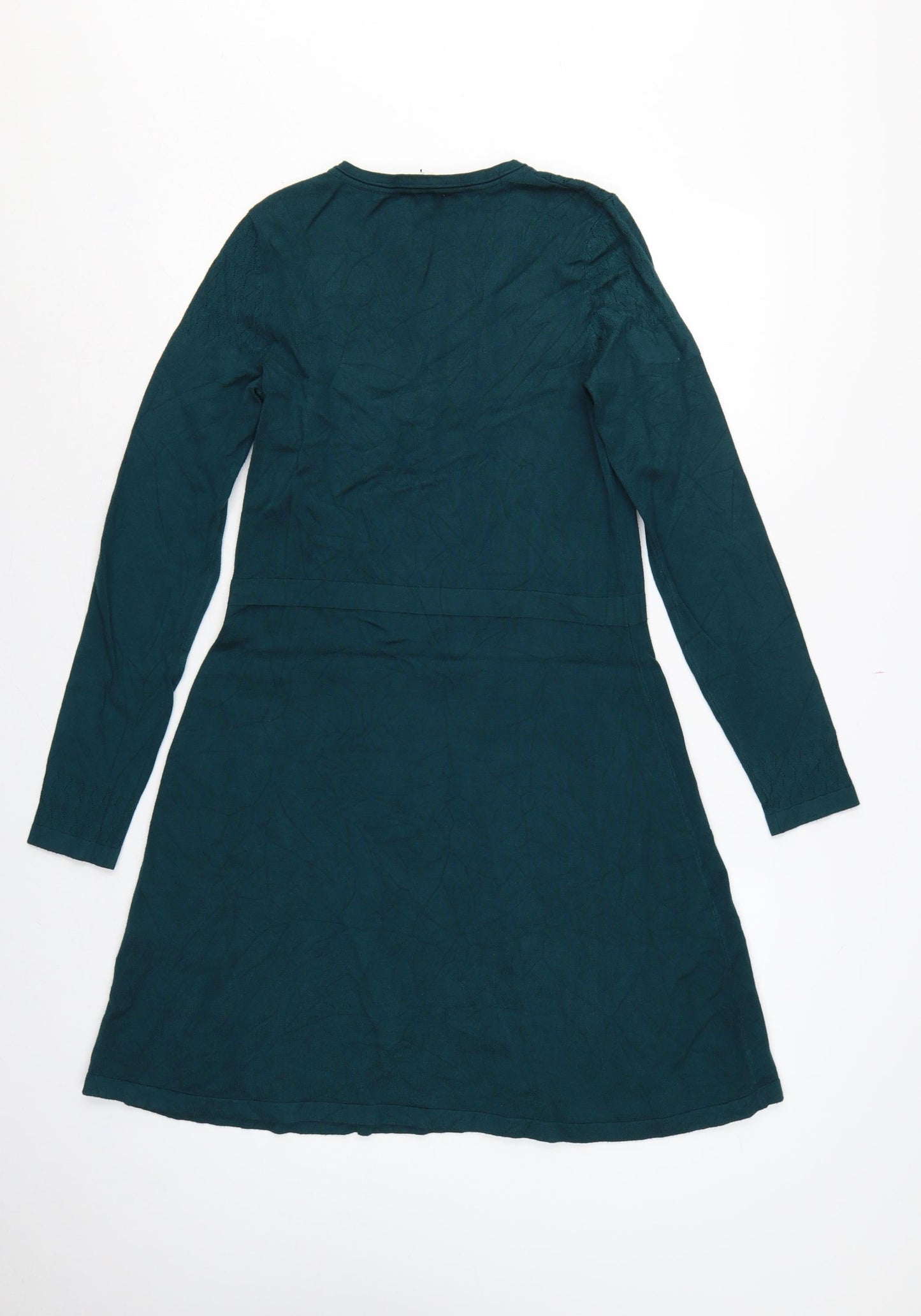 Warehouse Women Green UK 12 Fit & Flare Knit Knee Dress