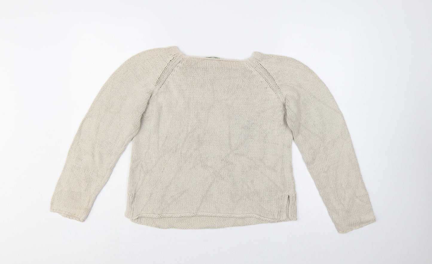 Marks and Spencer Women Beige UK 12 Boat Neck Cotton Knit Jumper