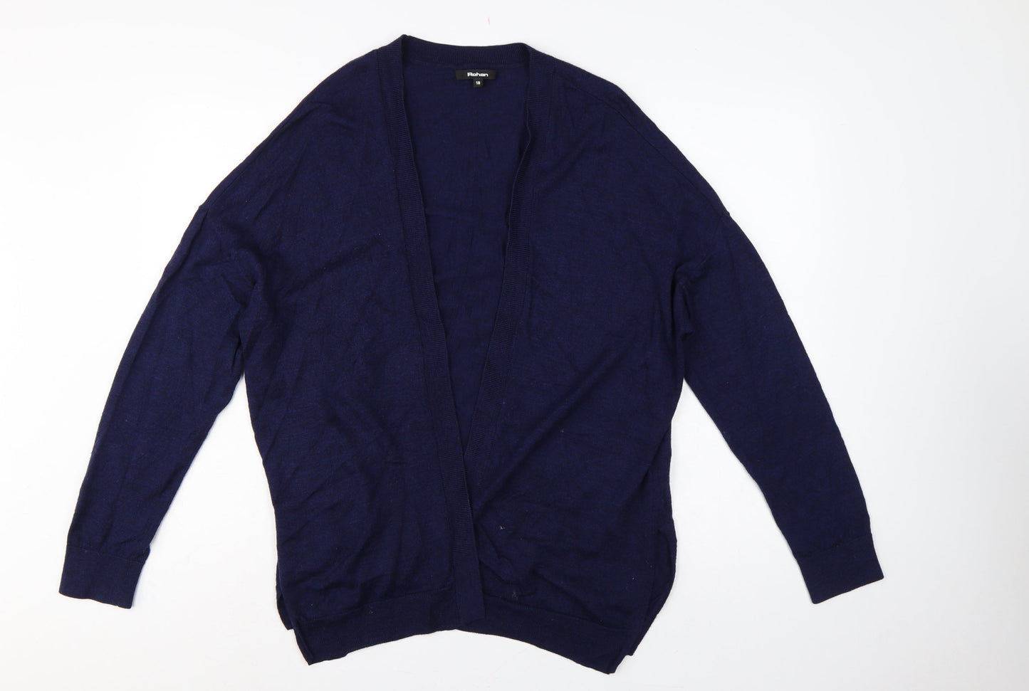 Rohan Women’s Blue Size 18 Merino Wool Open V-Neck Cardigan
