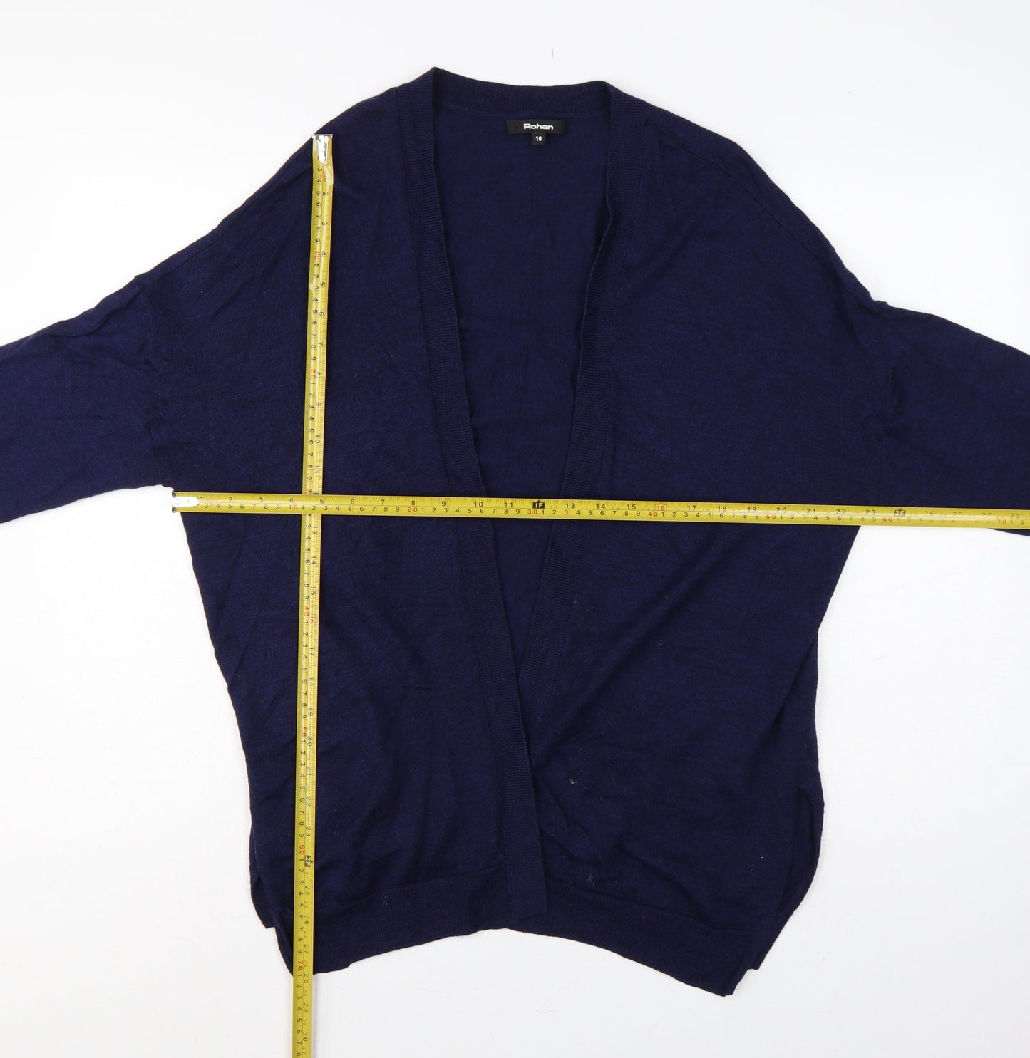 Rohan Women’s Blue Size 18 Merino Wool Open V-Neck Cardigan