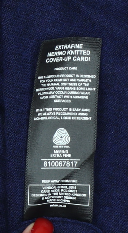 Rohan Women’s Blue Size 18 Merino Wool Open V-Neck Cardigan