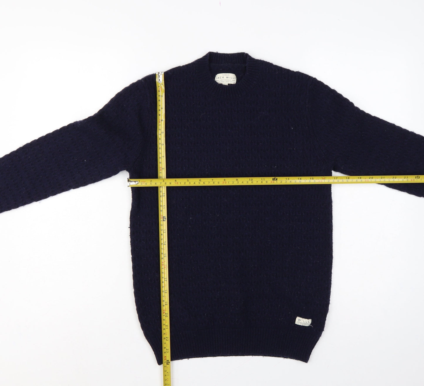 Jack Wills Men’s Blue S Lambswool Blend Crew Neck Pullover Jumper