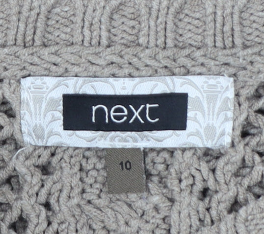 Next Women’s Beige UK 10 Cable Knit Lace Panel Open Cardigan