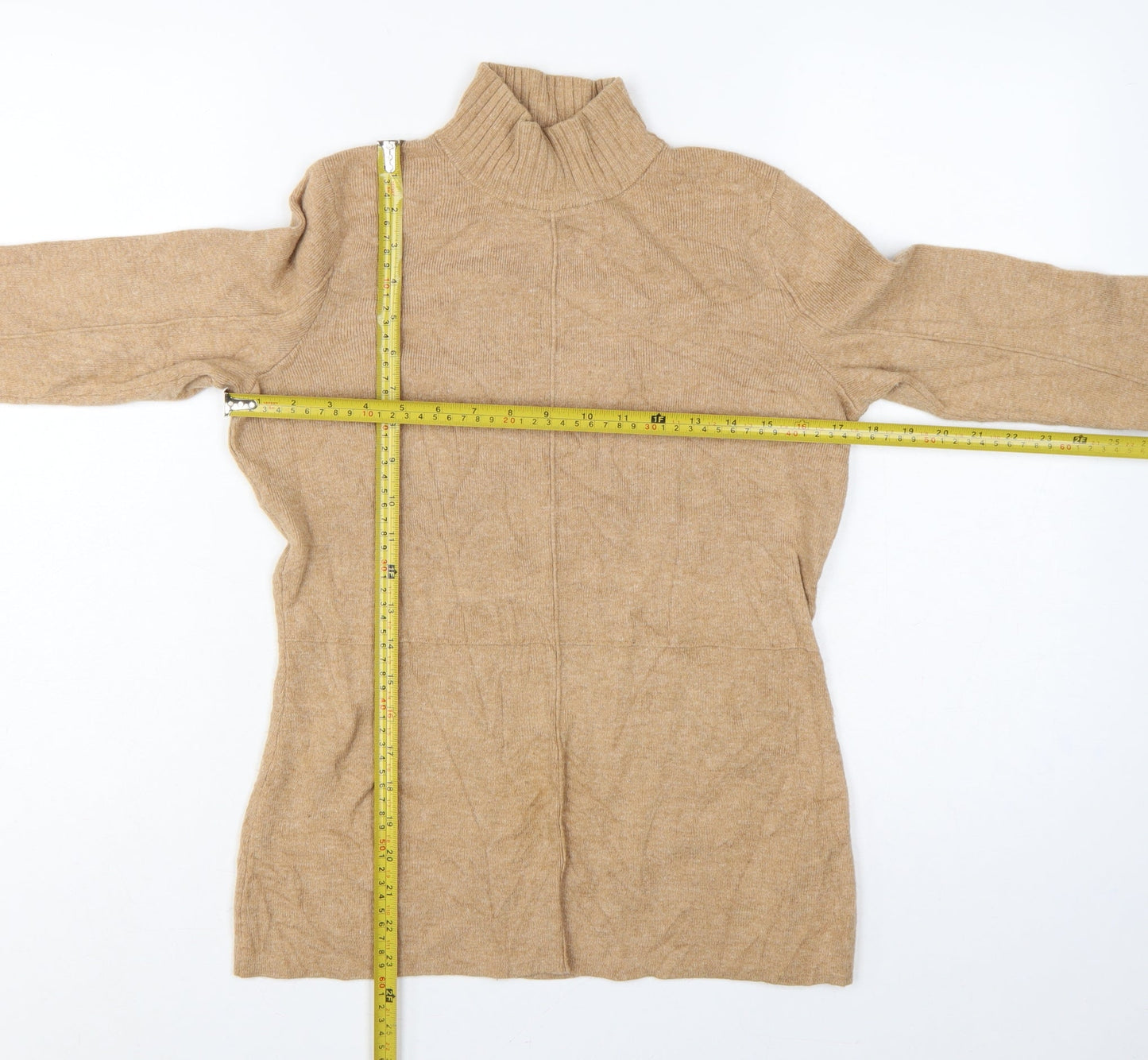 Marks and Spencer Women Beige UK 10 Roll Neck Knit Tunic Jumper