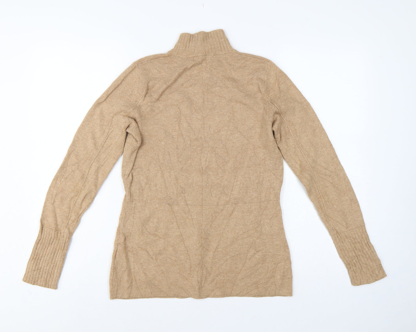 Marks and Spencer Women Beige UK 10 Roll Neck Knit Tunic Jumper