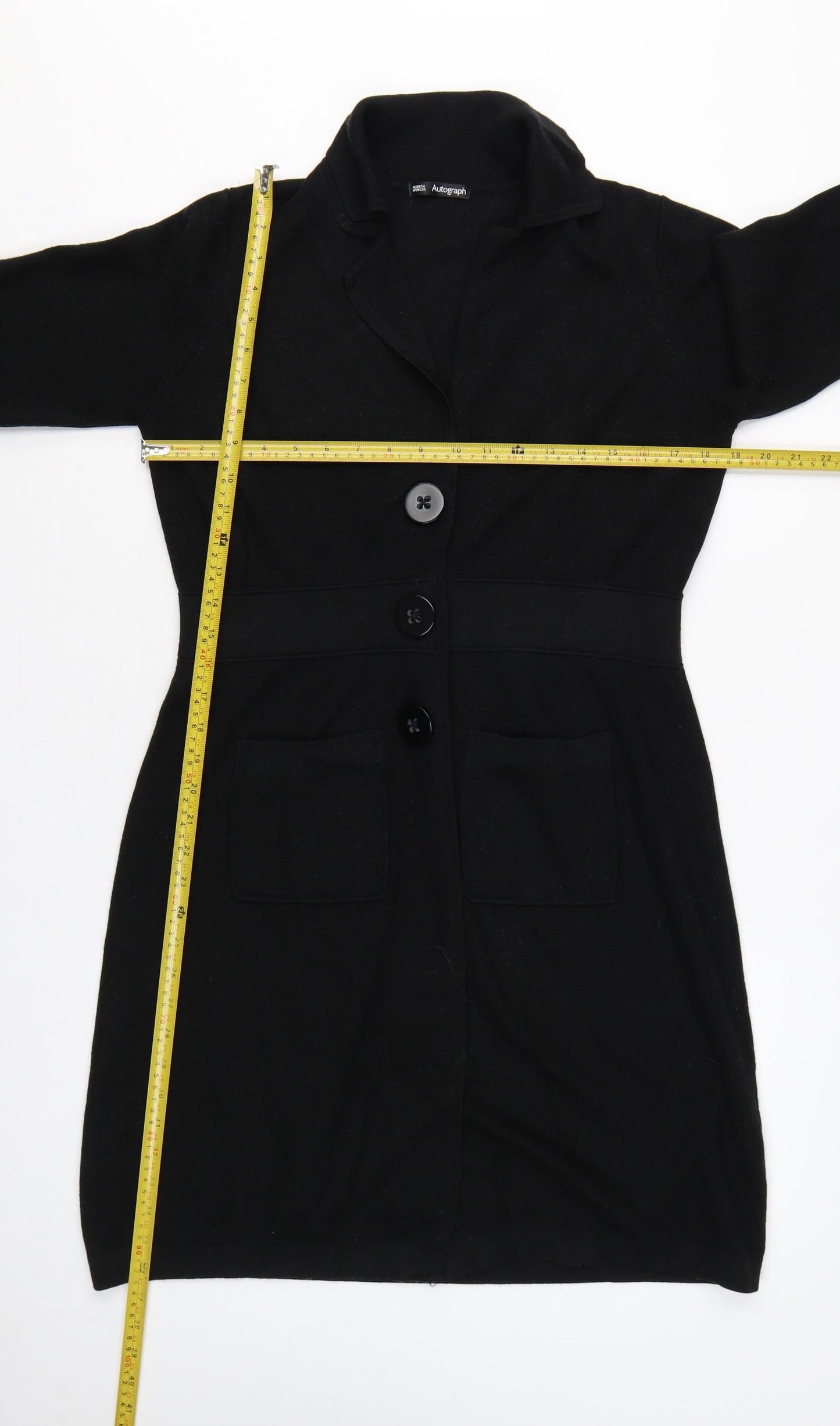 Marks & Spencer Autograph Women Black UK 14 Long Knit Button Cardigan