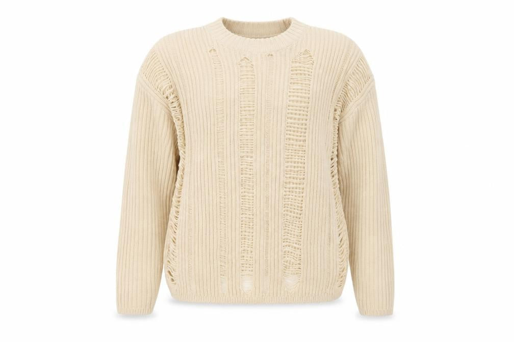 Front view of ASOS Design Women Ivory UK 8 Relaxed Fringe Open Knit Jumper