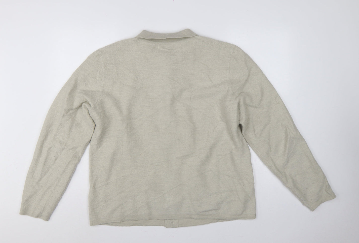 Autograph Men’s Beige XL Merino Wool Collared Button Cardigan