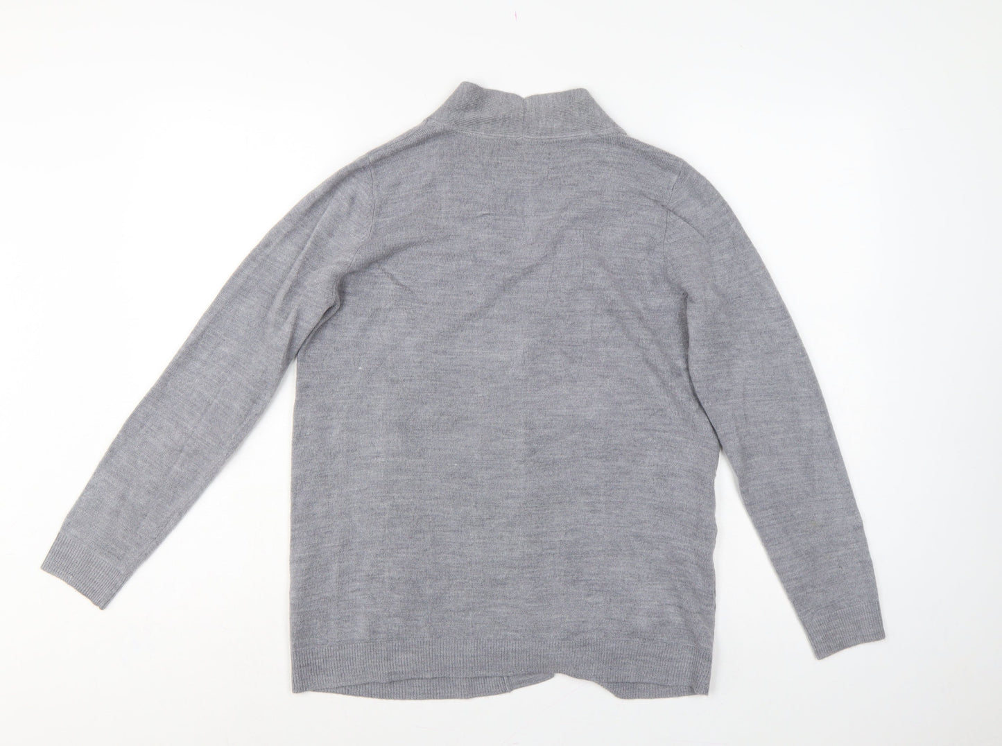 Maine New England Women Grey Size 12 Open Long Sleeve Cardigan Pockets