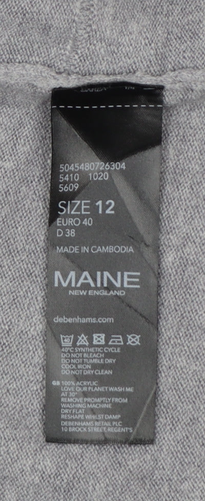 Maine New England Women Grey Size 12 Open Long Sleeve Cardigan Pockets