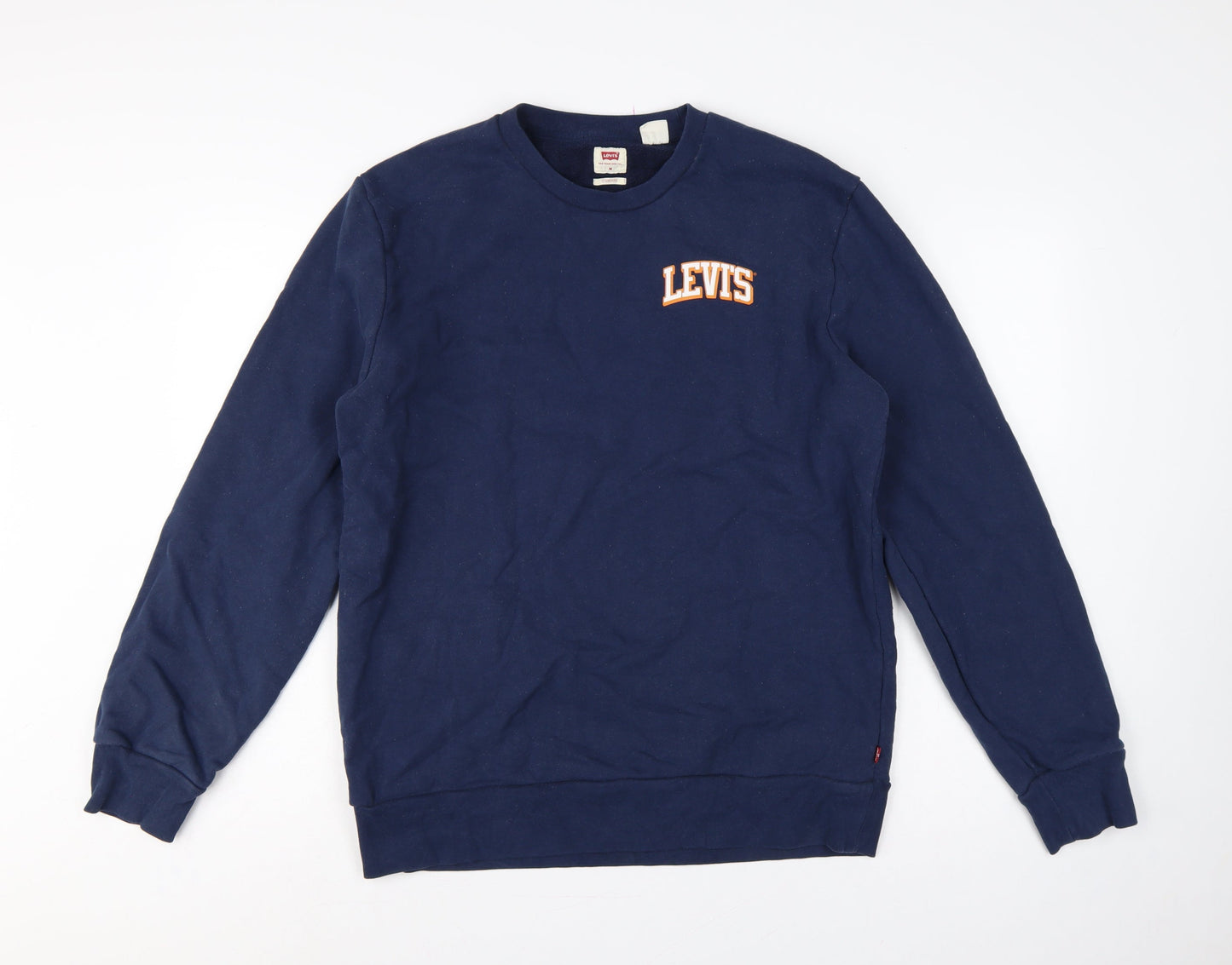 Levi's Men's Blue M Standard Logo Crew Neck Pullover Sweatshirt Cotton