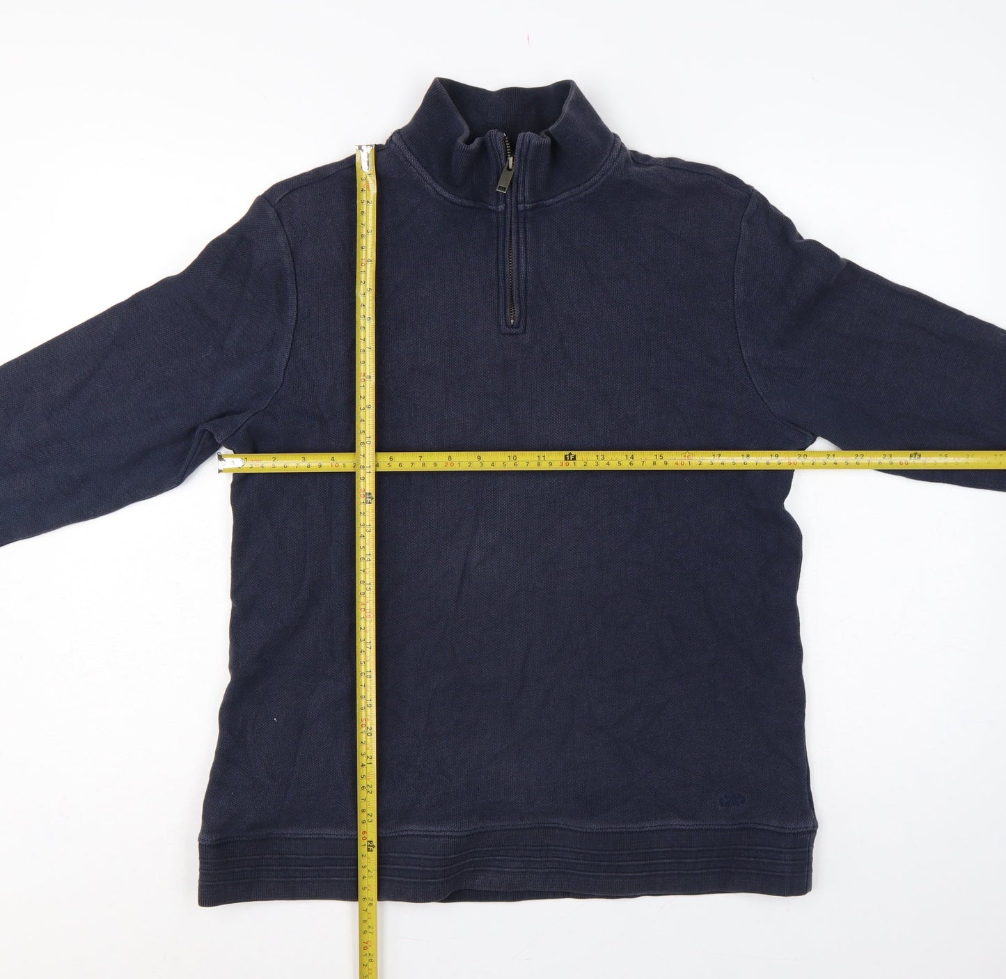 Jaeger Men’s Navy Blue L Quarter Zip High Neck Cotton Sweatshirt