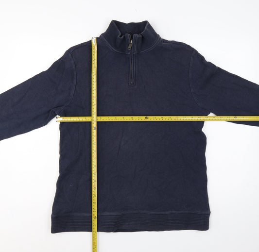 Jaeger Men’s Navy Blue L Quarter Zip High Neck Cotton Sweatshirt