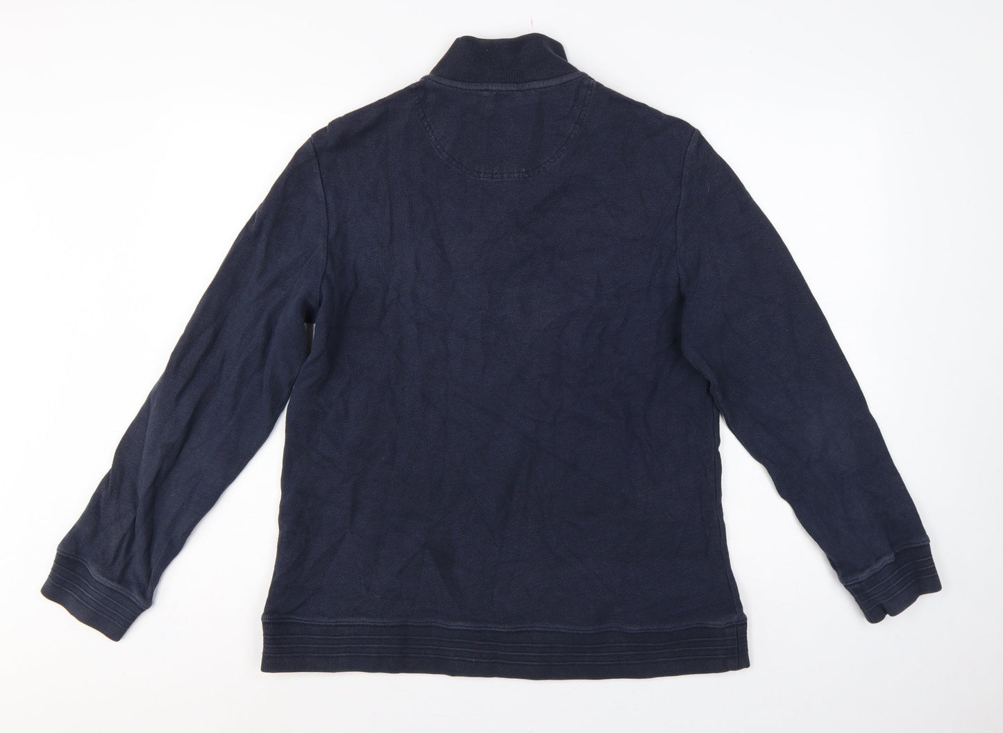 Jaeger Men’s Navy Blue L Quarter Zip High Neck Cotton Sweatshirt