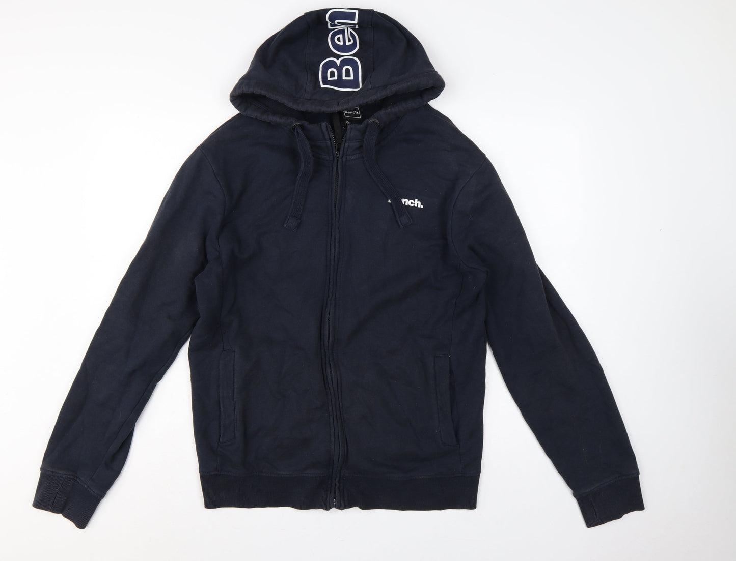 Bench Men’s Navy L Full Zip Logo Hooded Fleece Sweatshirt Hoodie